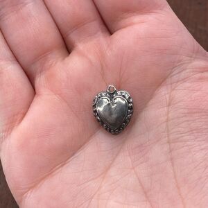 Vintage 925 Sterling Silver "McK" Repousse Puffy Heart Pendant Bracelet Charm
